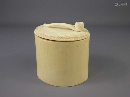 A 19th Century Ivory Cylindrical Tobacco Jar and Cover