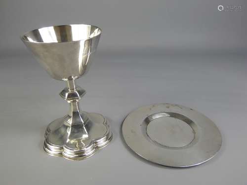 A Georgian Silver Communion Chalice and Plate