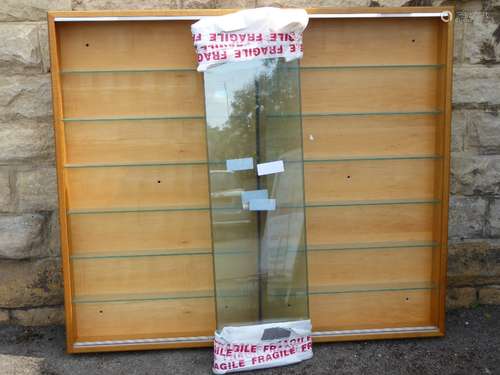 A Pair of Vintage Light Oak Collector's Display Cabinets