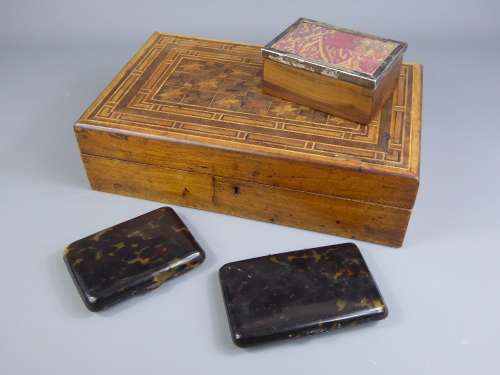 Miscellaneous Boxes, including an antique inlaid-wood marquetry jewellery box (af)