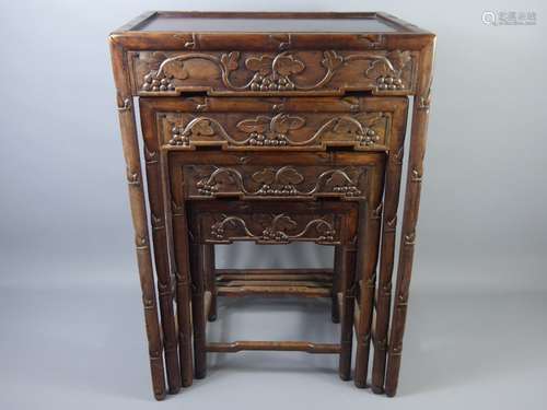 Antique Chinese Hardwood Nest of Three Tables