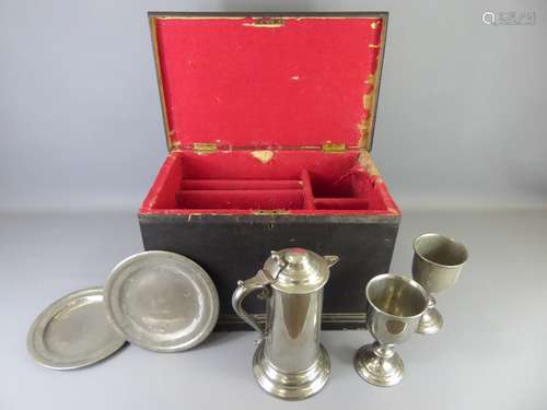 A Sheffield Atkin Bros Pewter Communion Set