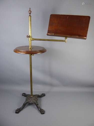 A Wood and Brass Victorian Telescopic Reading Stand