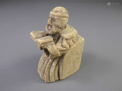 An Antique Stone Carving of a Franciscan Monk