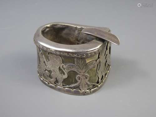 A Persian Silver and Horn Snuff Box and Ashtray