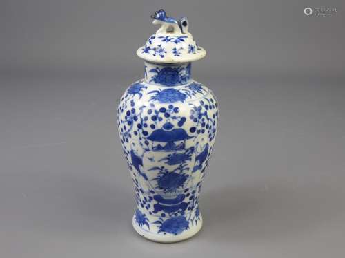 A Small Antique Chinese Blue/White Ginger Jar and Cover