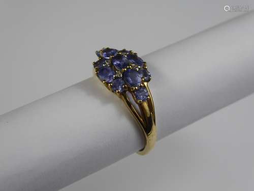 A 9ct Gold Tanzanite and Diamond Ring