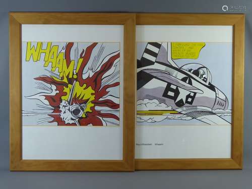 After Roy Lichtenstein Pop Art - a colour print of a pilot in an aeroplane with the caption 