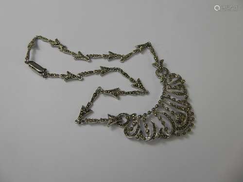 A Vintage Silver Marcasite Necklace.