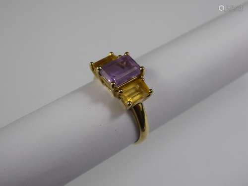 A 9ct Yellow Gold Amethyst and Citrine Ring