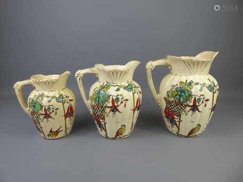 Three Victorian Graduated Porcelain Jugs