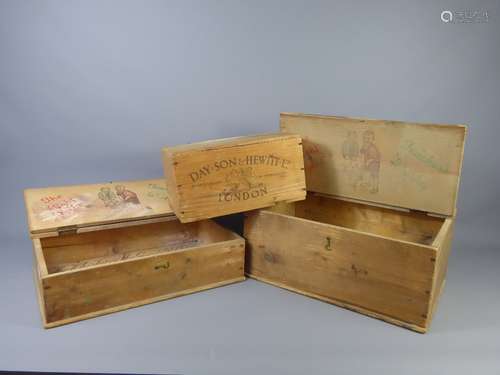 Five Vintage Wooden Whisky Boxes