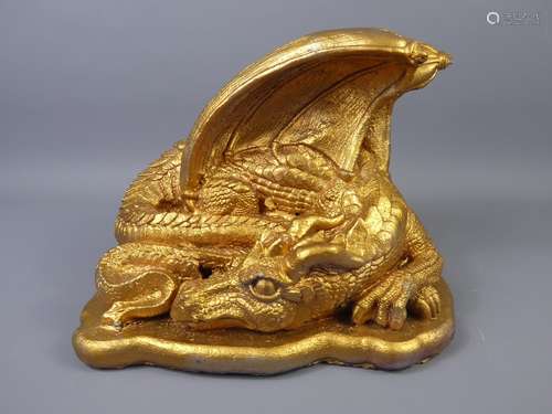 A Gilt Painted Composite Crouching Dragon