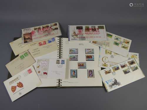 Two Boxes of Jersey Stamps, in an album and mint-unmounted