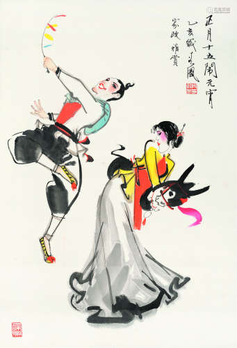 段谷风（1926～2008） 闹元宵 镜片 纸本
