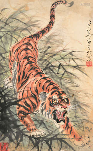 姚少华（b.1942） 猛虎下山 镜片 纸本