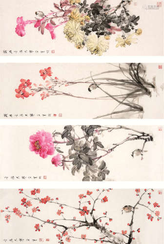 刘文生（b.1956） 花鸟 镜片 纸本