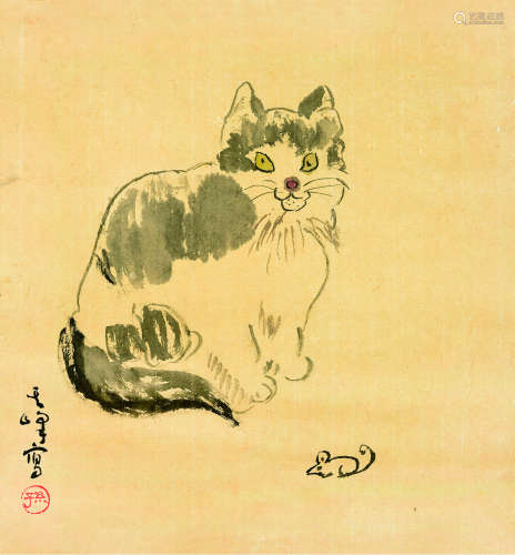 孙其峰（b.1920） 猫戏图 托片 纸本