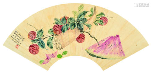 丁辅之（1879～1949） 果蔬图 镜片 纸本