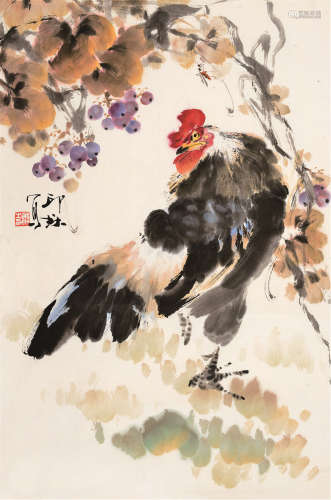 萧朗（1917～2010） 大鸡图 托片 纸本