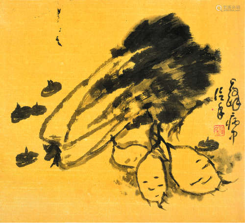 孙其峰（b.1920） 蔬果图 托片 纸本