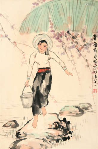 宋吟可（1902～1999） 汲水图 立轴 纸本