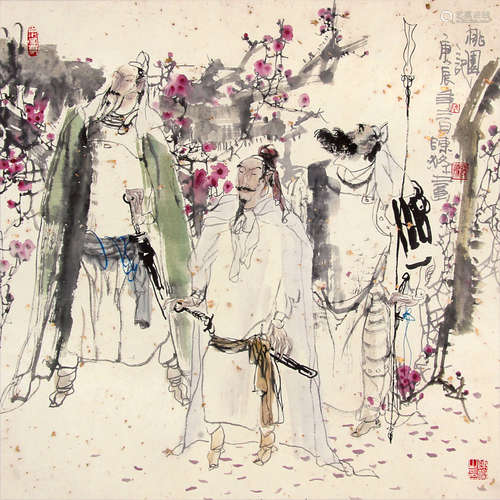 陈涤 （b.1949） 桃园记2000年作 设色纸本镜片