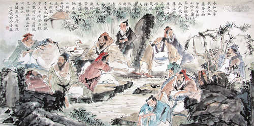 沈培森 （b.1971） 兰亭序词意图1997年作 设色纸本镜片