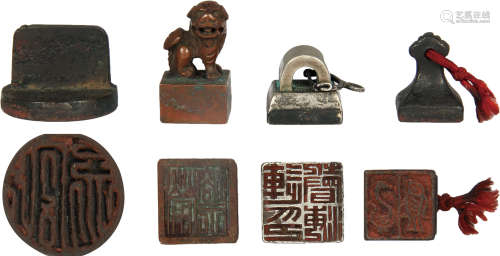 连声海 （1885-1947） 自用印一组四方 铅、铜、铁