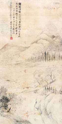 林纾 （1852-1924） 山水1922年作 设色绢本镜片