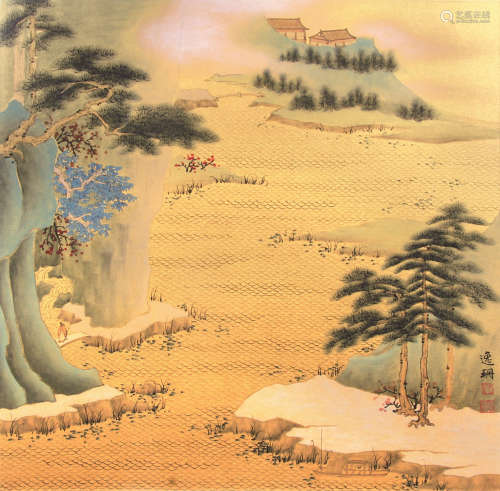 沈逸珊 （b.1990） 春山云起 设色纸本镜框