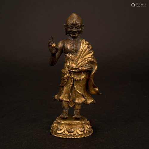 GILT BRONZE BUDDHA ARHAT OF VAJRIPUTRA THE ELDER