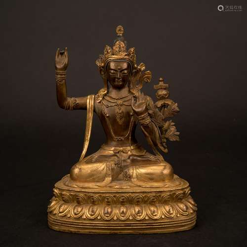 17/18 C QING GILT BRONZE BUDDHA MANJUSHRI