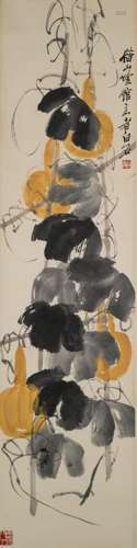 QI BAISHI GOURD ABUNDANT PAINTING SCROLL