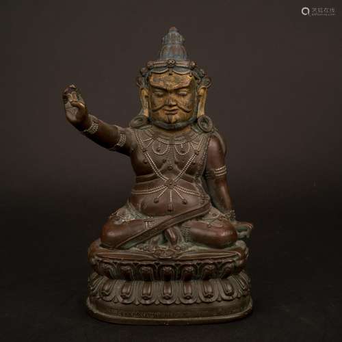 18/19TH C. QING GILT BRONZE VIRUPA BUDDHA