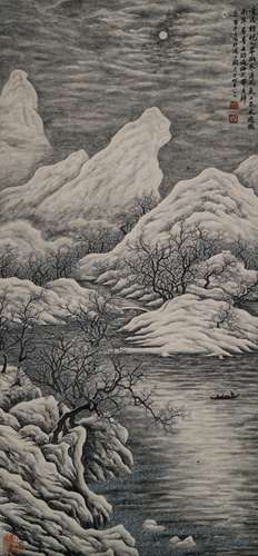 1921, TAO LENGYUE MOONLIGHT SCROLL PAINTING