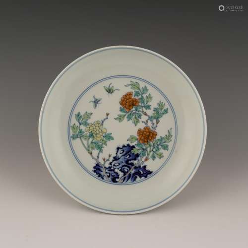 YONGZHENG DOUCAI BUTTERFLY & PEONY PLATE