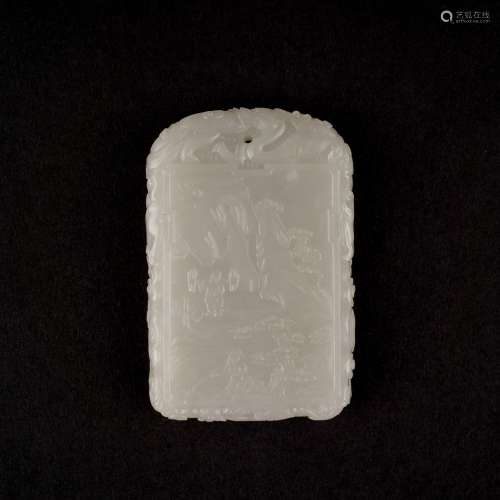 A SUPERB CHINESE WHITE JADE AMULET PENDANT