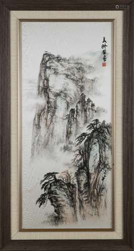 FRAMED SONG MEILING MOUNTAIN LANDSCAPE PAINTING