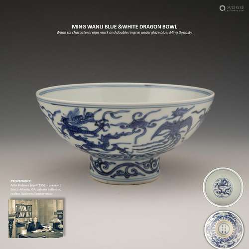 MING WANLI BLUE &WHITE DRAGON BOWL