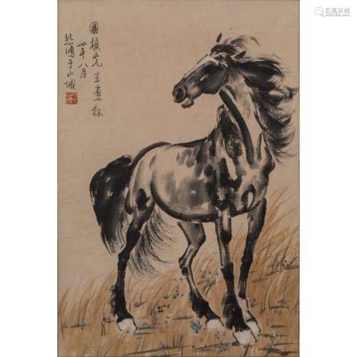 1941, XU BEIHONG HORSE SCROLL PAINTING