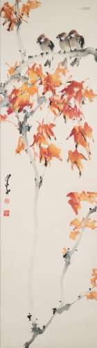 ZHAO SHAOANG BIRDS & AUTUMN MAPLE PAINTING