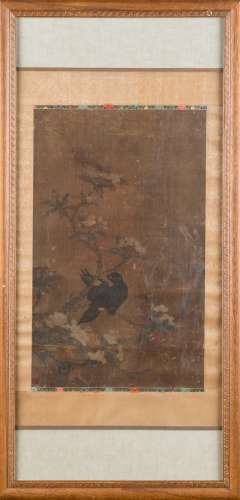 FRAMED ANTIQUE SONG DYNASTY BIRD PAINTING