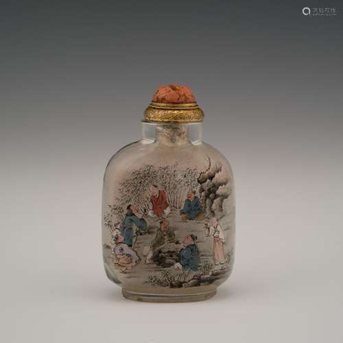 19/20TH C QING DYNASTY CHINESE REVERSE PAINTING SNUFF