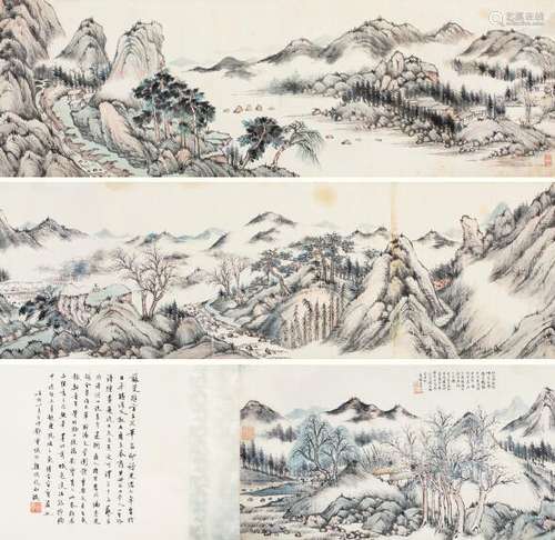 苏曼殊 1912年作 山水 设色纸本 手卷