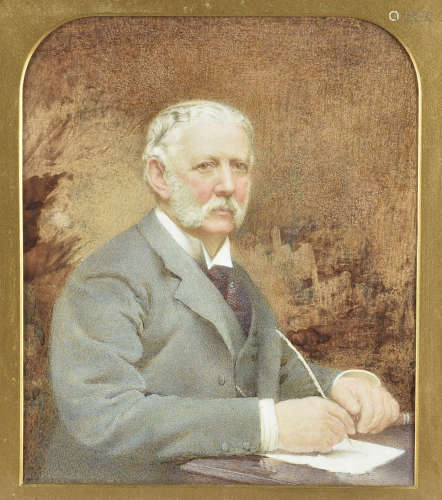 19th Century English school, watercolour, portrait of 'Major General Apsley-Garrard, framed in a