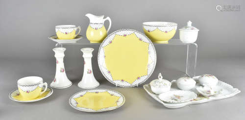 An Allertons Ltd bone china art deco twelve place tea service, Delysia pattern, together with a
