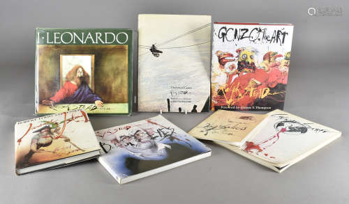 A Selection of first edition books illustrated by Ralph Steadman, including 'The Hunting of the