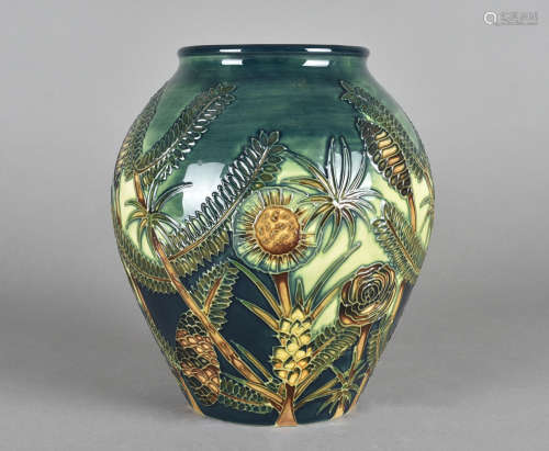 A large Moorcroft potter ovoid vase, tube-lined Amazon Twilight pattern, printed and impressed