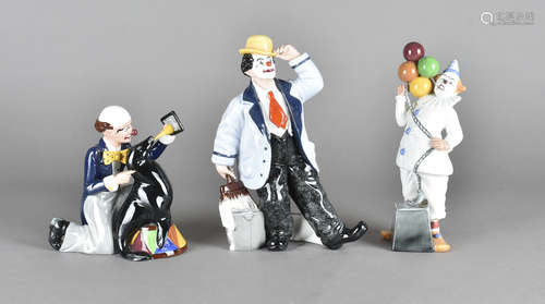 Three Royal Doulton clown figurines, Balloon Clown HN 2894 (af), Partners HN 3119 and Slap Dash HN